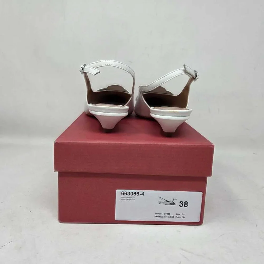 Women's EU 38 / US 7-7.5 Maeve x Anthropologie white floral slingback heels